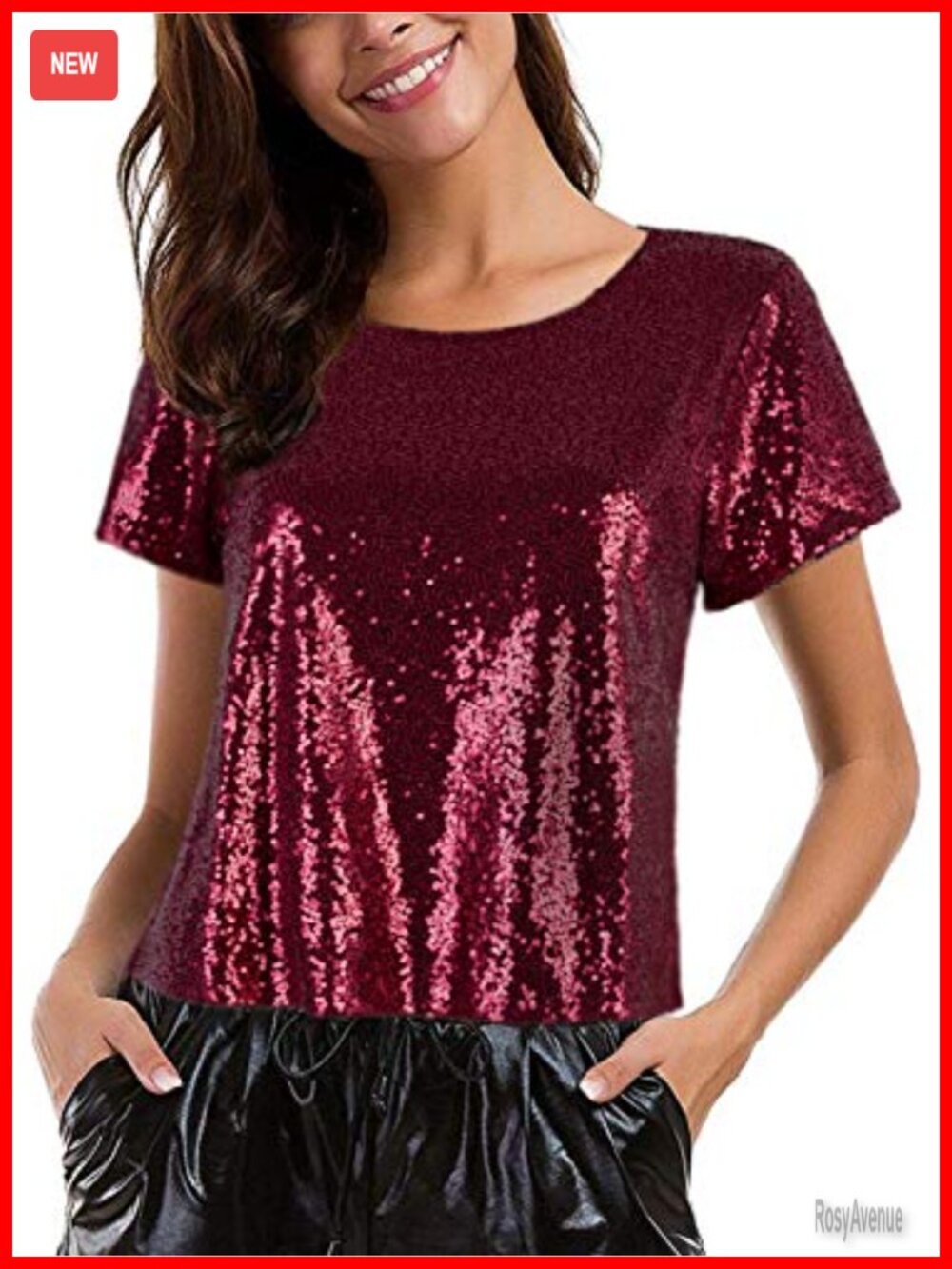 Sequin Top Short Sleeve Sparkly Shimmer Party Tunic Blouse